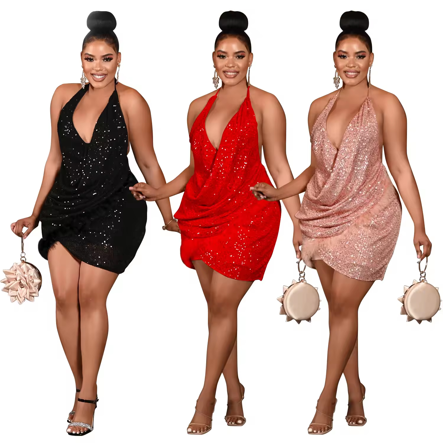 Main-01 In Stock Women Sexy Night Club Party Dress Fashion Lady Sexy Elegant Sleeveless Strap Bodycon Party Club - 图片 1
