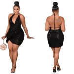 In Stock Women Sexy Night Club Party Dress Fashion Lady Sexy Elegant Sleeveless Strap Bodycon Party Club - 图片 3