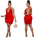 In Stock Women Sexy Night Club Party Dress Fashion Lady Sexy Elegant Sleeveless Strap Bodycon Party Club - 图片 4