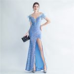Luxelle8 Corset Velvet Sequin Mermaid Evening Gown