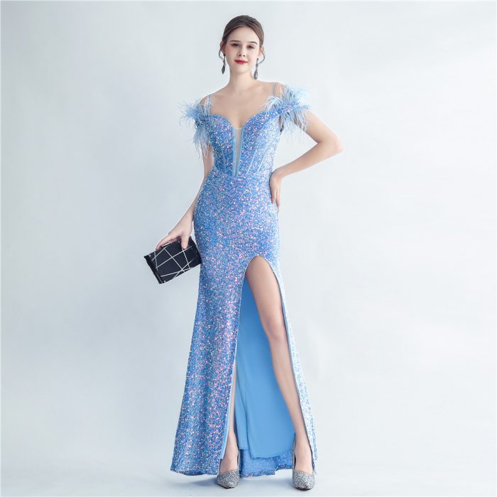Corset Velvet Sequin Mermaid Evening Gown for Parties | Luxelle8