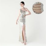 Luxelle8 Off-Shoulder Sequin Mesh Evening Gown