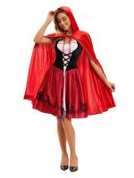 Halloween Little Red Riding Hood Princess Gothic TV Movie Women's Adult Polyester Cosplay Costume Medieval Cape Dresses - Image 3