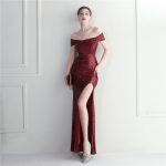Luxelle8 One-Shoulder Sequin High-Slit Bridesmaid Gown - Image 3