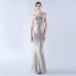 Luxelle8 One-Shoulder Beaded Slim-Fit Evening Gown - Image 6