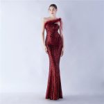 Luxelle8 Ostrich Feather Beaded Luxury Evening Gown - Image 5