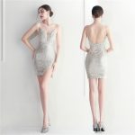 Luxelle8 Beaded Rhinestone Sequin Evening Gown