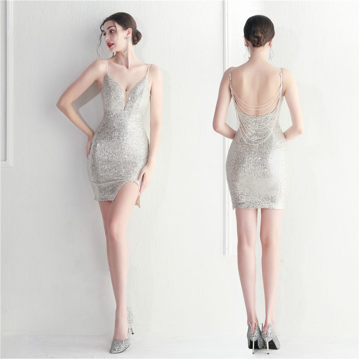 Beaded Rhinestone Sequin Evening Gown for Parties Special | Luxelle8