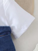 4-7Y Years Latest Children Dressed Casual Kids Princess Short Sleeves Solid Color Dress Designs Elegant Denim Girl Dresses - Image 5