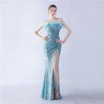 Luxelle8 Feather Beaded High-Slit Evening Gown - Image 3