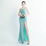 Luxelle8 High-Density Beaded High-Slit Spaghetti-Strap Gown - Image 6