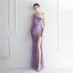 Luxelle8 Beaded One-Shoulder Asymmetric Evening Gown - Image 2