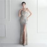 Luxelle8 Beaded One-Shoulder Asymmetric Evening Gown - Image 3