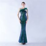 Luxelle8 Ostrich Feather Beaded Luxury Evening Gown - Image 4