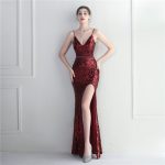 Luxelle8 Colorful Sequin Spaghetti-Strap High-Slit Gown - Image 5