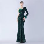 Luxelle8 Ostrich Feather Ruffle Sequin Evening Gown - Image 4