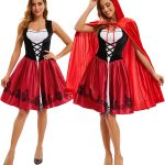 Halloween Little Red Riding Hood Princess Gothic TV Movie Women's Adult Polyester Cosplay Costume Medieval Cape Dresses