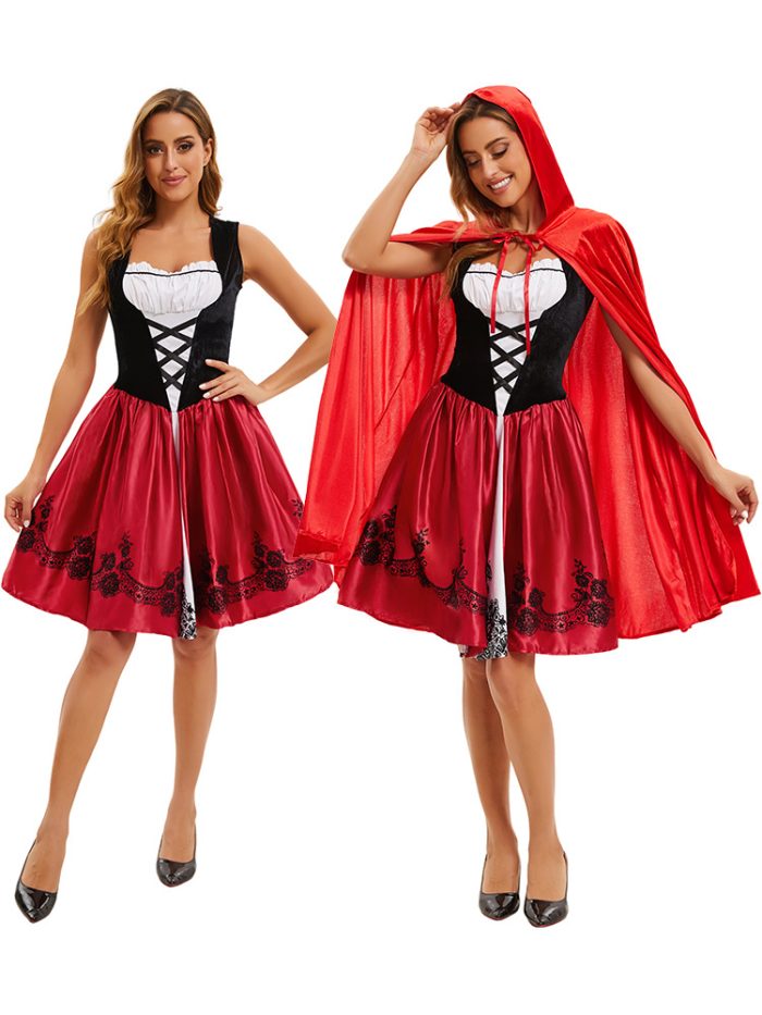 Gothic Red Riding Hood Cape Dress for Costume Parties | Luxelle8