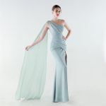 Luxelle8 Satin Chiffon One-Shoulder Mermaid Evening Gown - Image 5