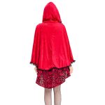 Sexy Dark Red Little Red Riding Hood Princess Costume Cloak Lace Print Halloween Fairy Tale Women's Adult Party Outfit - Image 3