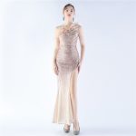 Luxelle8 Gradient Beaded Ostrich Feather One-Shoulder Evening Gown - Image 6