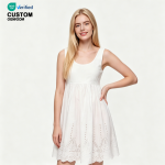 Beefey New Design Elegant Women's One Piece Broderie Trimmed Nightgown Breathable Loungewear Nightie Front Custom Label
