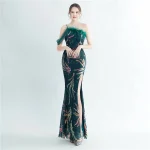 Luxelle8 High-Density Feather Beaded Luxury Evening Gown - Image 4