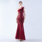 Luxelle8 Feather Mesh Beaded Luxury Evening Gown - Image 4
