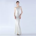 Luxelle8 One-Shoulder Beaded Slim-Fit Evening Gown - Image 4