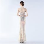 Luxelle8 One-Shoulder Feather Sequin Mermaid Evening Gown - Image 6
