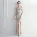 Luxelle8 One-Shoulder Sequin High-Slit Bridesmaid Gown - Image 5
