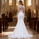 Luxury Fishtail Lace Slim Wedding Dress Big Round Neck Princess Dress Long Sleeve Romantic Lace Elegant Bride Dress - Image 2