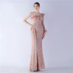 Luxelle8 Ostrich Feather Ruffle Sequin Evening Gown - Image 6