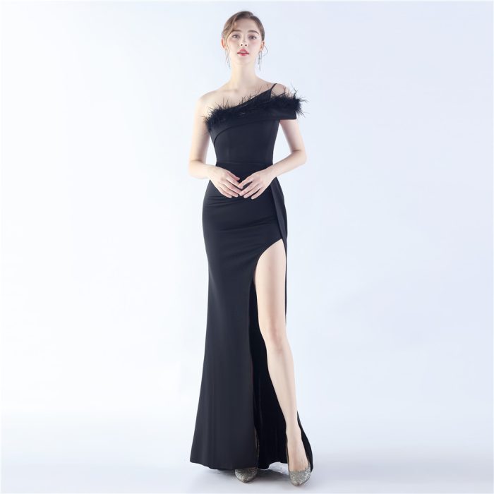 Ostrich Feather Party Performance Evening Gown for Parties | Luxelle8