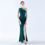 Luxelle8 Beaded Feather Winter Wedding Evening Gown - Image 5