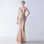 Luxelle8 Heavy Beaded Feather Sequin Evening Gown - Image 6