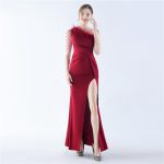 Luxelle8 Beaded Feather Winter Wedding Evening Gown - Image 4