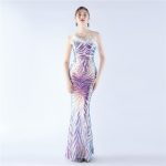 Luxelle8 One-Shoulder Feather Sequin Mermaid Evening Gown - Image 2