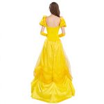 Belle Princess Yellow TV Costume Puff Sleeve with Flower Decoration Christmas & Fairy Tale Themed Women's Polyester Skirt - Image 3