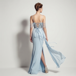 2026 New Style Beaded Straps Backless High Slit Evening Dress Party Gown - Image 6