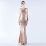 Luxelle8 One-Shoulder Beaded Slim-Fit Evening Gown - Image 3