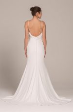 Plain Solid White Summer Sexy Sling Wedding Gown Wedding Dress With Long Trail - Image 2