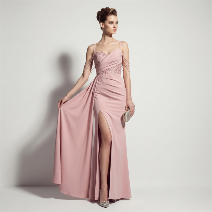 Beaded Backless High-Slit Evening Gown for Parties Special | Luxelle8