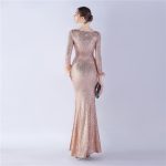 Luxelle8 Ostrich Feather Pearl Long-Sleeve Evening Gown - Image 6