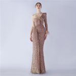 Luxelle8 Ostrich Feather Ruffle Sequin Evening Gown - Image 3