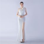 Luxelle8 Ostrich Feather High-Slit Evening Gown - Image 4