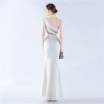 Luxelle8 One-Shoulder Ostrich Feather Beaded Evening Dress - Image 6