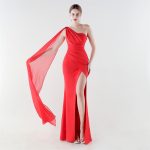 Luxelle8 Satin Chiffon One-Shoulder Mermaid Evening Gown - Image 3