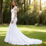 Luxury Fishtail Lace Slim Wedding Dress Big Round Neck Princess Dress Long Sleeve Romantic Lace Elegant Bride Dress - Image 3