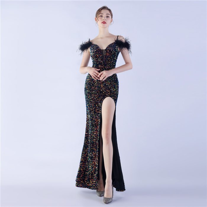 High-Density Sequin Long Evening Gown for Parties Special | Luxelle8